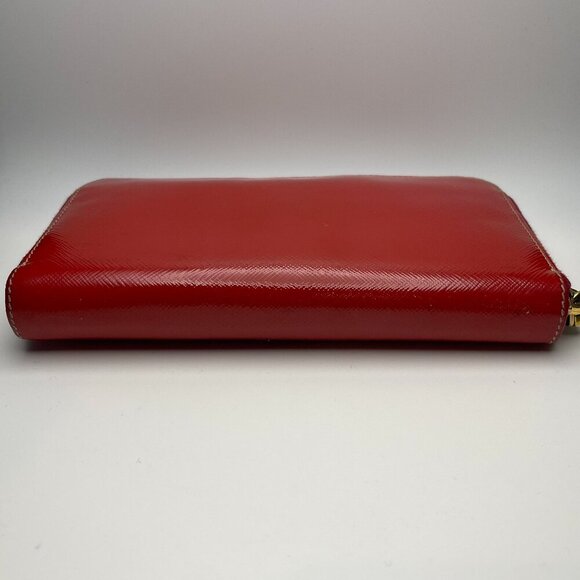 Prada Fuoco Red Saffiano Leather Zip Long Wallet - Preowned - Picture 3 of 15